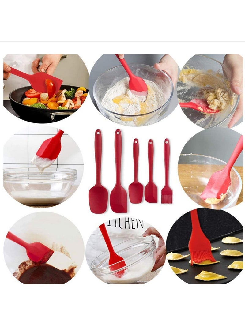 Silicone Spatula Set of 5 Heat Resistant Professional for Nonstick Cookware Seamless and BPA Free