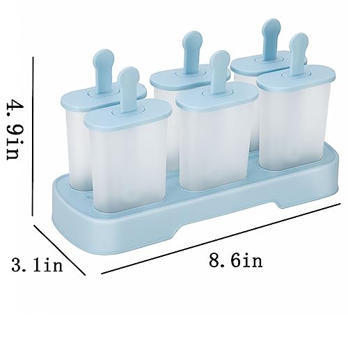 Honsen Popsicle Molds Set 6 Pieces Ice Popsicle Maker-BPA Free,Easy-Release Ice Pop Molds,Homemade Ice Cream Molds (Blue) - Image 3