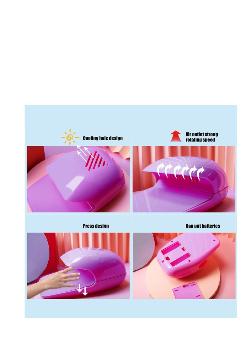 Excefore Electric Mini Nail Dryer, Portable Mini Nail  Dryer, Beauty Mini Nail Polish Dryer, Suitable for Regular Nail Polish (Purple) - Image 2