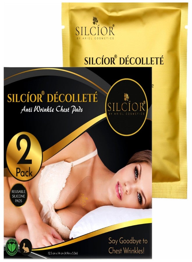SILCÍOR SILCIOR 2 PACK Silicone Chest Wrinkle Pads, Reusable Anti-Wrinkle Decollete Patches, Overnight Chest Smoothing Pads for Fine Lines, Skin-Firming Crepe Pad - Image 1