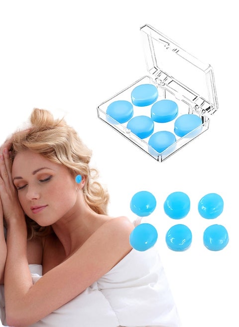 Earplugs for Sleeping Swimming – Reusable Moldable Soft Gel Strong Noise Cancelling Ear Plugs, Zero Pressure Fit (Blue)