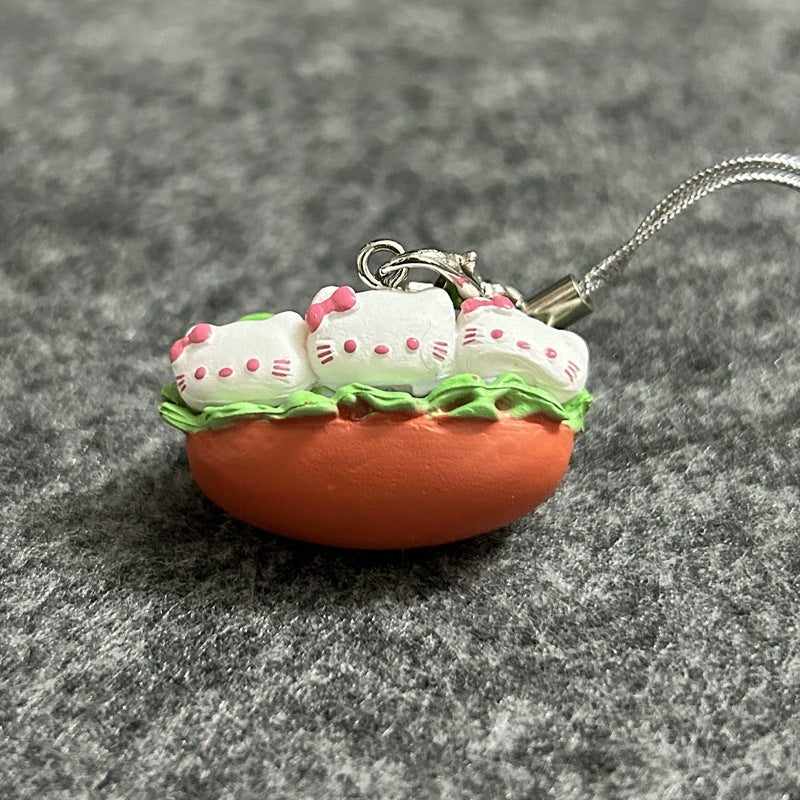 Single Mobile Phone Rope Pendant Small New Christmas Gingerbread Man Little Sheep Bear Food Play Pendant Keychain - Image 5