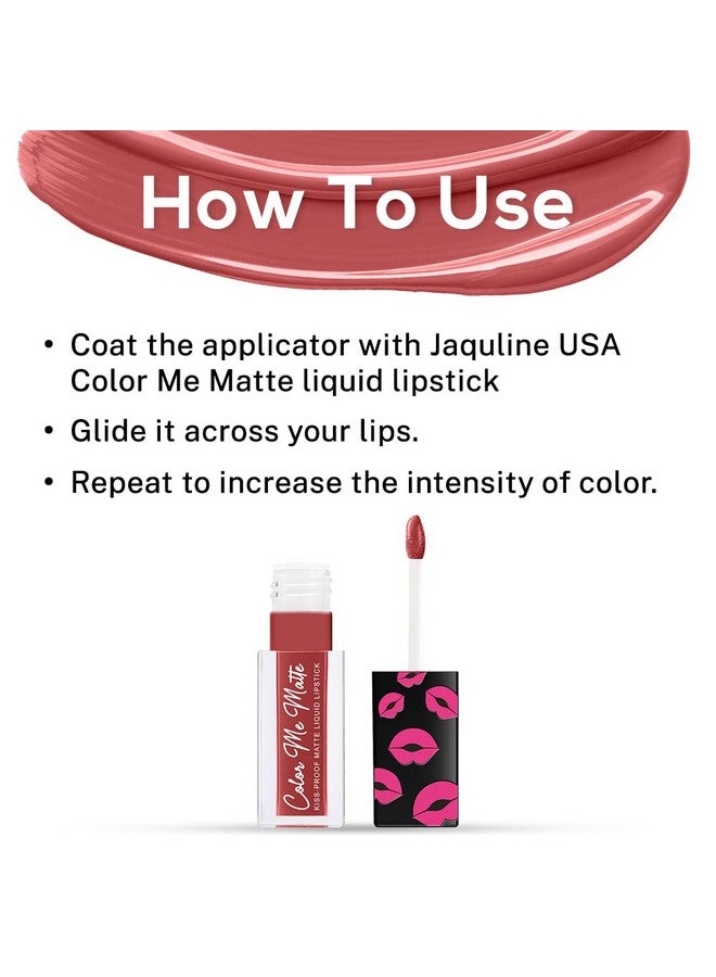 جاكلين يو أس أيه أحمر شفاه سائل مطفي يدوم طويلاً من Color Me غني بفيتامين E وزيت شجرة الشاي (بني إسبريسو - 5 مل) - Image 4