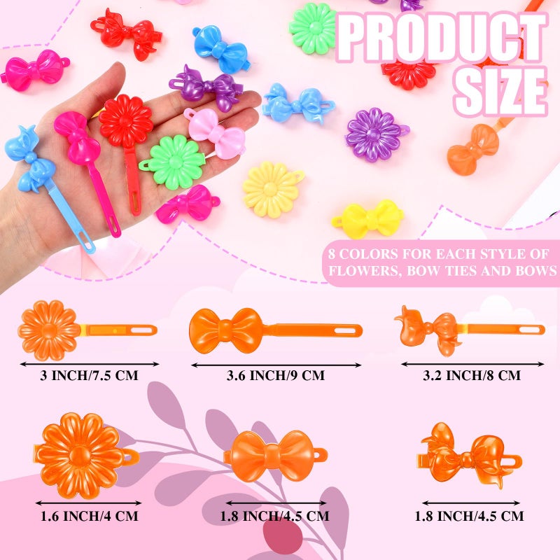 Janinka 72 Pcs Self-Hinge Plastic Hair Clips: 80s 90s Cartoon Colorful Cute Barrettes and Pins for Toddler Girls (Classic,Vibrant Color) - Image 2