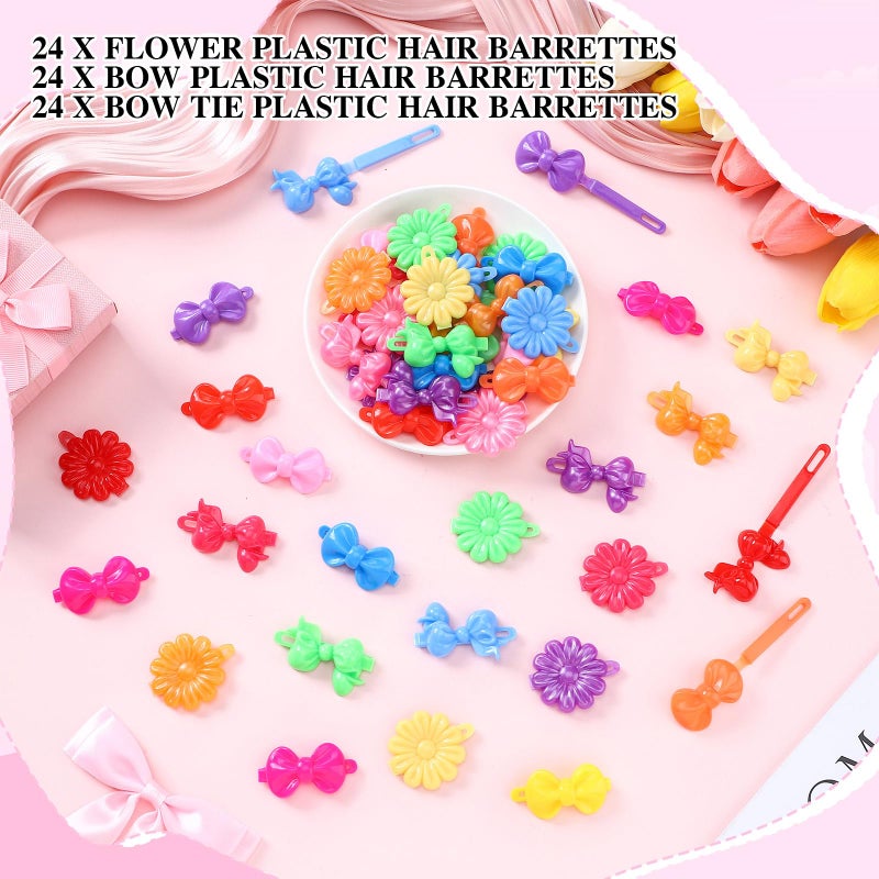 Janinka 72 Pcs Self-Hinge Plastic Hair Clips: 80s 90s Cartoon Colorful Cute Barrettes and Pins for Toddler Girls (Classic,Vibrant Color) - Image 4