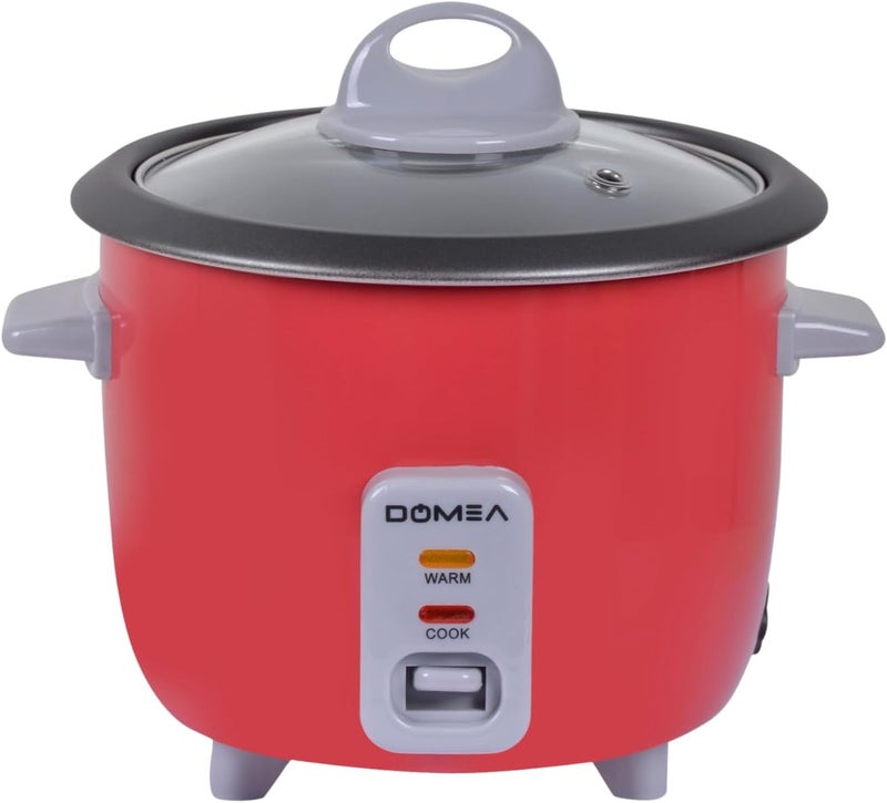 دوميا (DOMEA) طباخ أرز كهربائي صغير سعة 0.6 لتر، يجمع بين ثلاث وظائف: الطهي والتبخير والحفاظ على دفء الطعام، قوة 350 واط، غطاء من الزجاج المقوى، قدر داخلي غير لاصق، صينية تبخير قابلة للتمديد للخضروات أو الأسماك أو الدواجن، مثالي للمطابخ الصغيرة. - Image 1