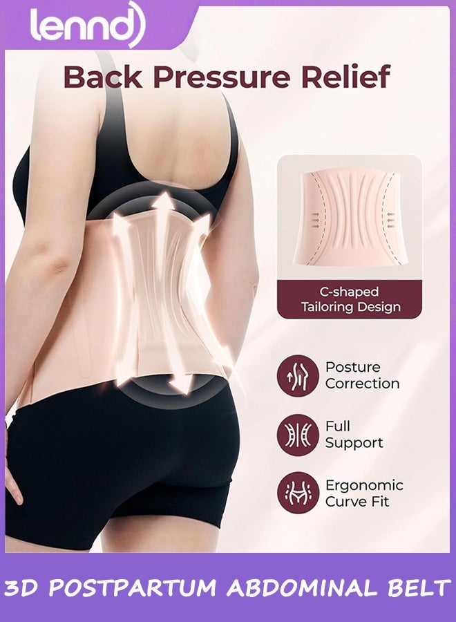 LENND Postpartum Belly Band for Natural and C-Section Recovery, Abdominal Binder with 3D Abdomen Lifting & Ergonomic Back Support, Seamless Belly Wrap Shapewear for Post Surgery Recovery - Image 3