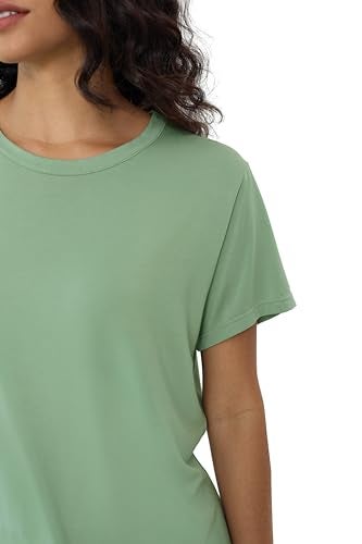 Joyaria Jogger Pajama Set for Women Bamboo Viscose Cooling Soft Short Sleeve Nightwear PJ Pant Sleep Set Sage Green - Image 4