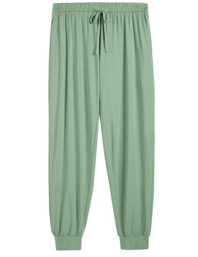 Joyaria Jogger Pajama Set for Women Bamboo Viscose Cooling Soft Short Sleeve Nightwear PJ Pant Sleep Set Sage Green - Image 2