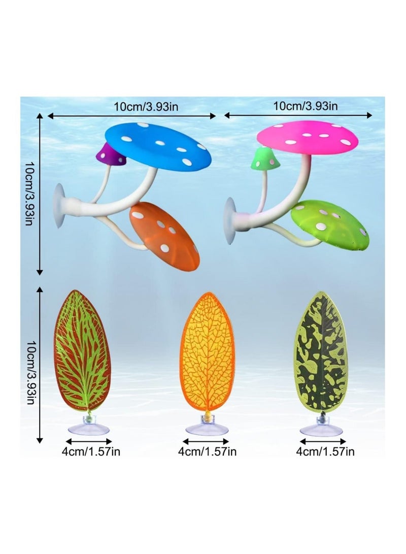 Captaintech Betta Mushroom Hammock, Aquarium Rest Bed Fish Breeding Playing Pad with Suction Cup, Silicone Betta Bed Leaf Pad, Realistic Fish Tank Landscape Ornament Accessories, 5 Pcs - Image 4