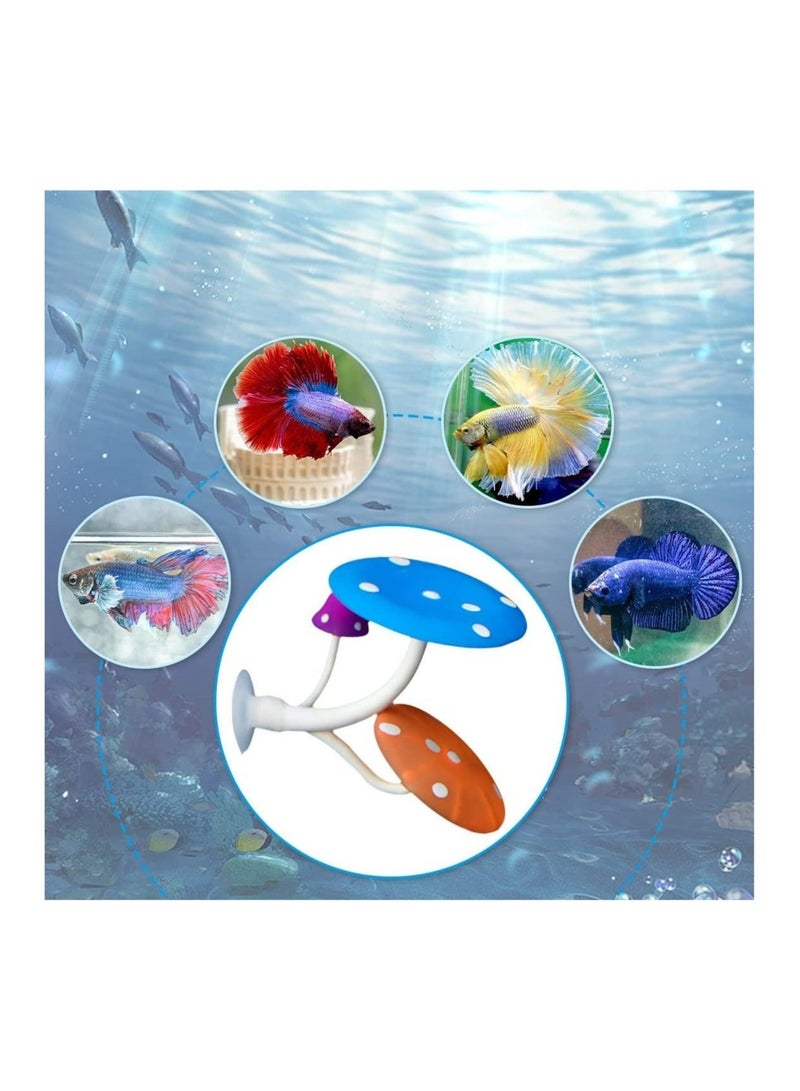 Captaintech Betta Mushroom Hammock, Aquarium Rest Bed Fish Breeding Playing Pad with Suction Cup, Silicone Betta Bed Leaf Pad, Realistic Fish Tank Landscape Ornament Accessories, 5 Pcs - Image 5