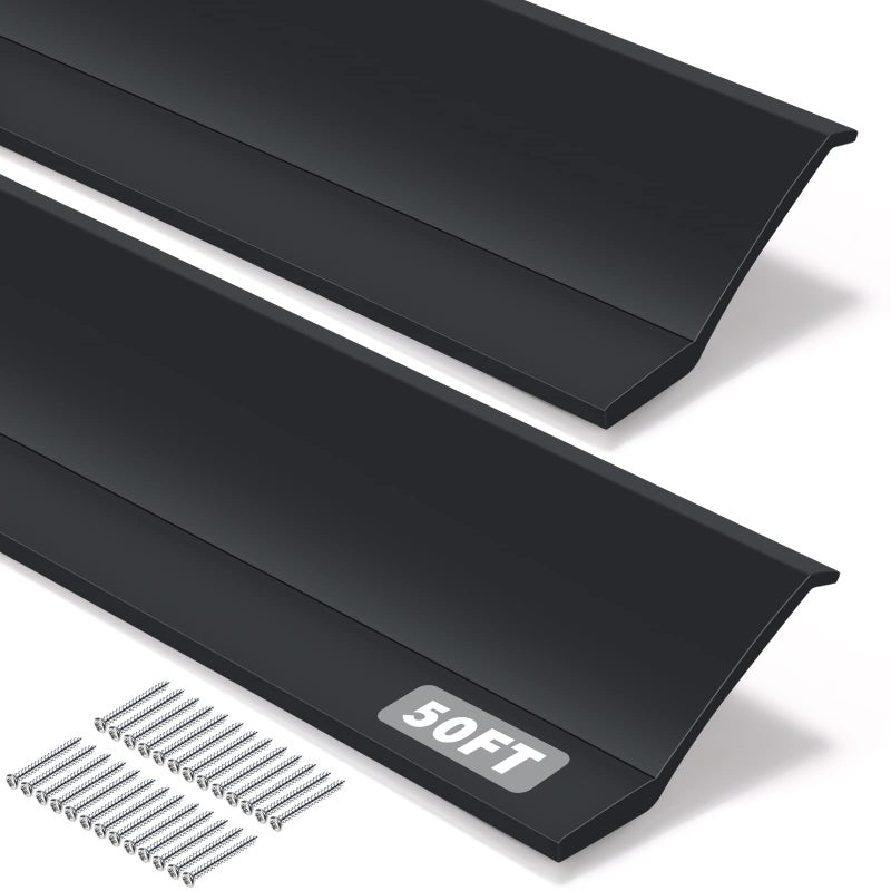 أختام أبواب الجراج المقاومة للعوامل الجوية، شريط ختم PVC لأبواب الجراج مع براغي، أسود 50 قدم