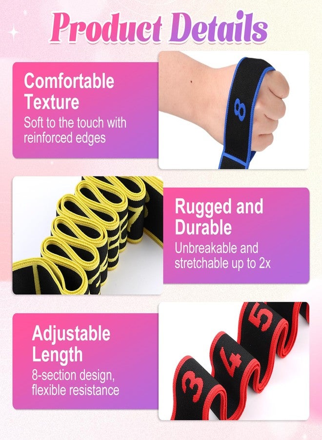 Loupai 3 Pcs Fitness Resistance Band for Stretching and Yoga, Multifunction Tension Rope,8 Loops Elastic Exercise Bands,Adjustable Bands,for Full Body Stretching Shaping and Training (Blue+Purple+Pink) - Image 5