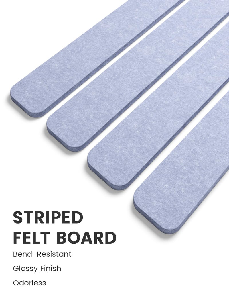 Fluxynara Cork Board Alternative Felt Strip Board 8-Pack 13"x2", Office Pin Board with 50 Push Pins, Adhesive Install for Bedroom Door & Home Office(Soft Periwinkle) - Image 3