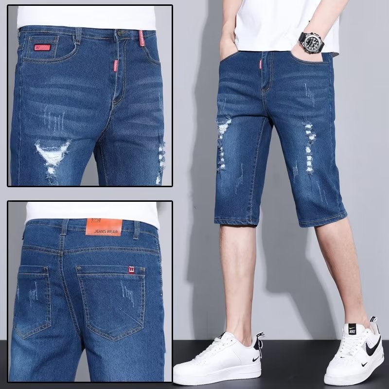 Summer Boys Rough Denim Shorts Teenager Loose Casual Straight All-Match Five-Point Pants - Image 2
