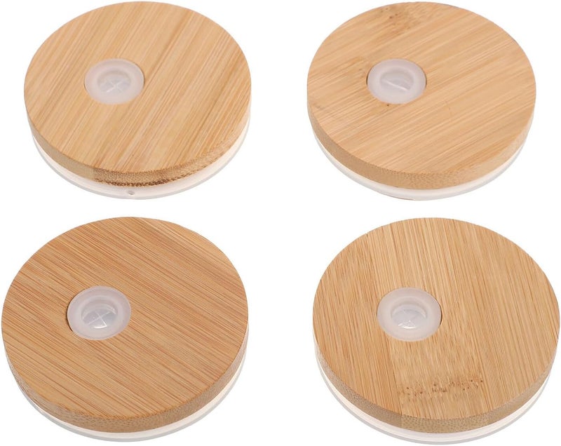 4 قطع من أغطية البرطمانات من نوع ميسون (Mason Jar Lids) مزودة بفتحة، أغطية قابلة لإعادة الاستخدام للبرطمانات المطبخية، وأغطية للزجاجات مناسبة لتعبئة الطعام والتخزين في المنزل. - Image 1