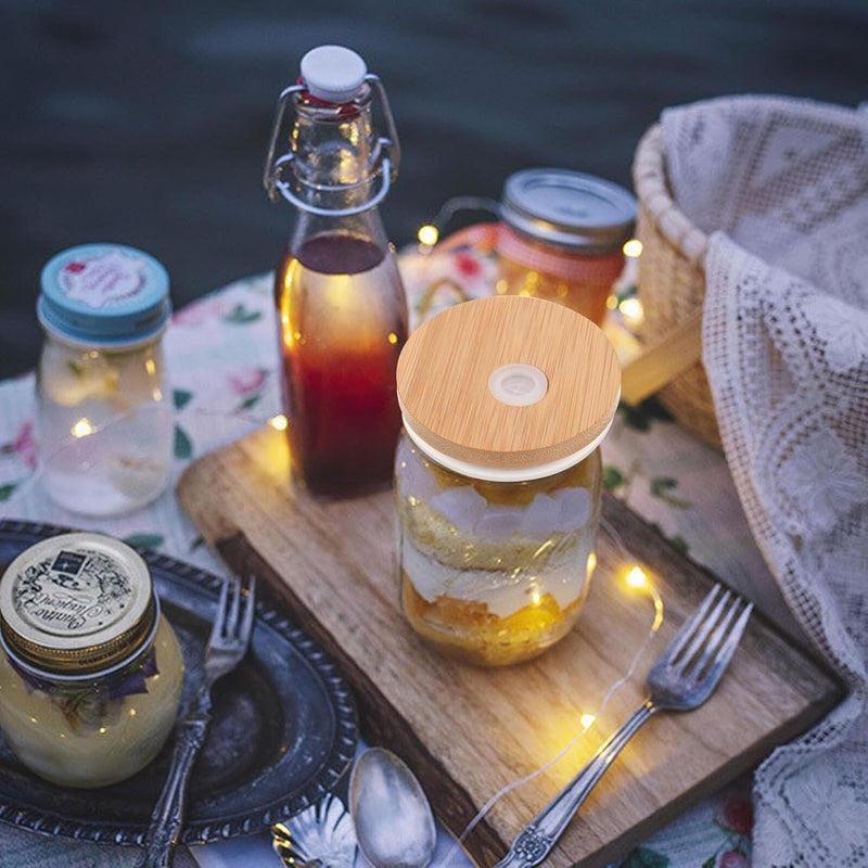 4 قطع من أغطية البرطمانات من نوع ميسون (Mason Jar Lids) مزودة بفتحة، أغطية قابلة لإعادة الاستخدام للبرطمانات المطبخية، وأغطية للزجاجات مناسبة لتعبئة الطعام والتخزين في المنزل. - Image 4