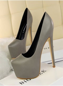 BIGTREE Fashion Solid Color High Heels 13.5CM Grey 