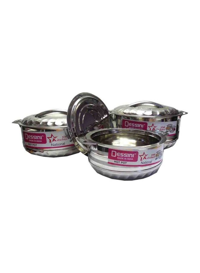 DESSINI 6-Piece Sturdy And Durable Unique Designed Easy To Handle Stainless Steel Hot Pot With Lid Silver 1xBig Hot Pot 5 liter, 1xMedium Hot Pot 3.5 liter, 1xSmall Hot PotLiters - Image 2