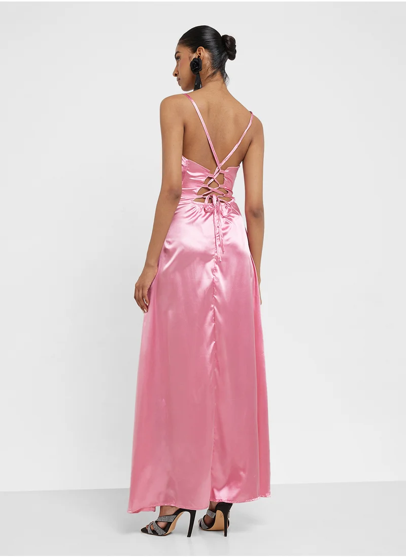 جينجر Satin Slip Dress With Slit