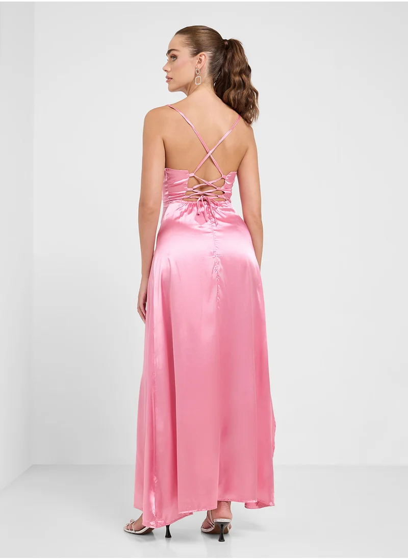 جينجر Satin Slip Dress With Slit
