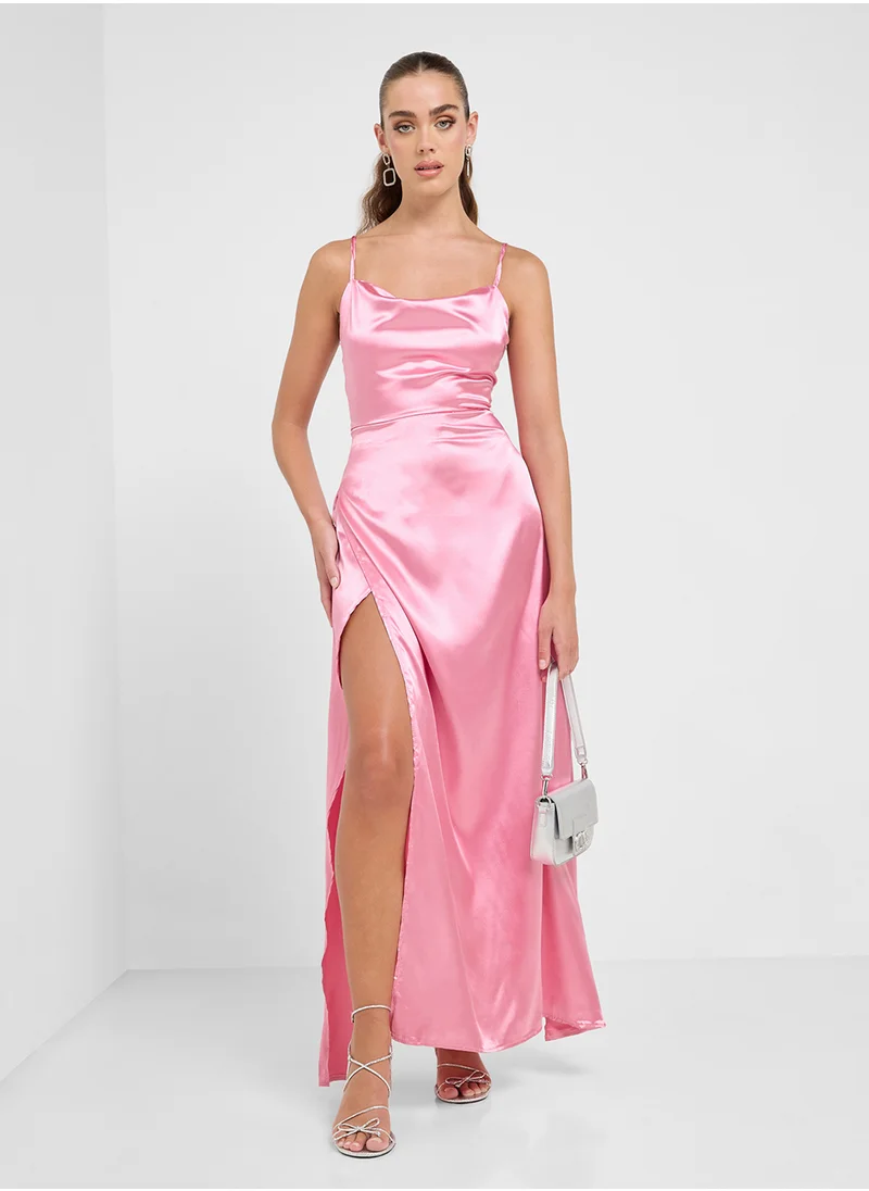 جينجر Satin Slip Dress With Slit
