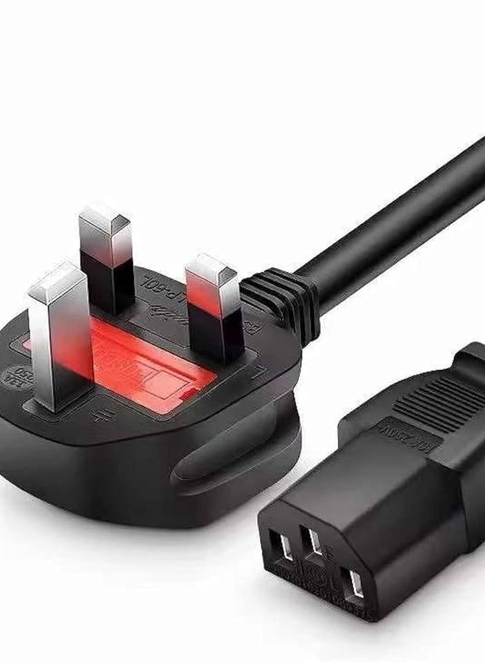 JSBazar - Computer Printer and LCD Monitor UK 3 pin High Quality Power Cable  with Protection Fuse 1.5m - Image 1