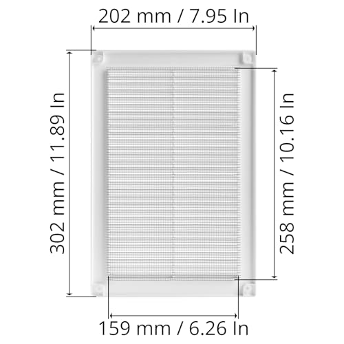 Awenta 6" x 10" Inch Rectangular Plastic White Ventilation Grille with Mesh - Intake, Exhaust, Dryer Soffit Air Vent cap - HVAC Ceiling Register vent cover - Crawl Space Exhaust Wall Vent Hose - Image 2