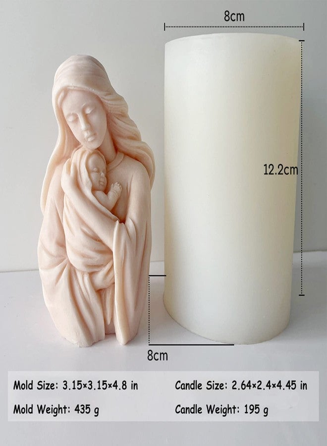 ZAKVOOR 3D Virgin Holding a Child Candle Mold Resin Casting Silicone Mold for DIY Aromatherapy Candles Wax Plaster Polymer Clay Decoration - Image 2