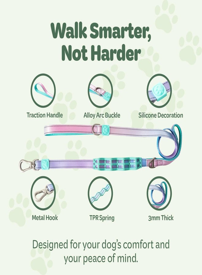 desired tools Desired Things Bungee Dog Leash Reflective Training Leash with Shock Absorbent Spring, Emergency Pull Handle, Collar Latch, D-Ring Buckle for Dog Treats, Poop Bags, Puppy Essentials - Pink and Blue - Image 3