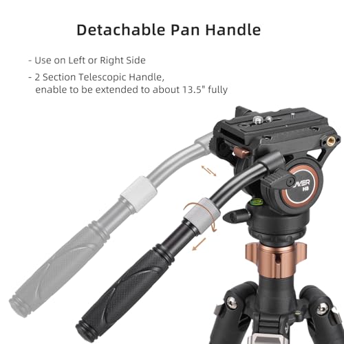 Cayer H8 Video Tripod Fluid Head, Metal Heavy Duty Drag Pan Head with 60 mm Flate Base, Adjustable Pan Handle, Load up to 13.2Ibs for Compact Video Camera DSLR Camera - Image 5