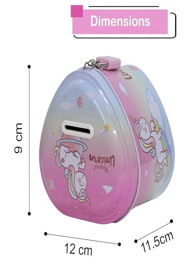 RETRIX Space-Themed Metal Heart Shape Piggy Money Bank Gullak for Kids with Lock and Key, Coin Savings Box for Boys & Girls, Perfect Birthday Return Gift (Rocket Blue) - Image 5