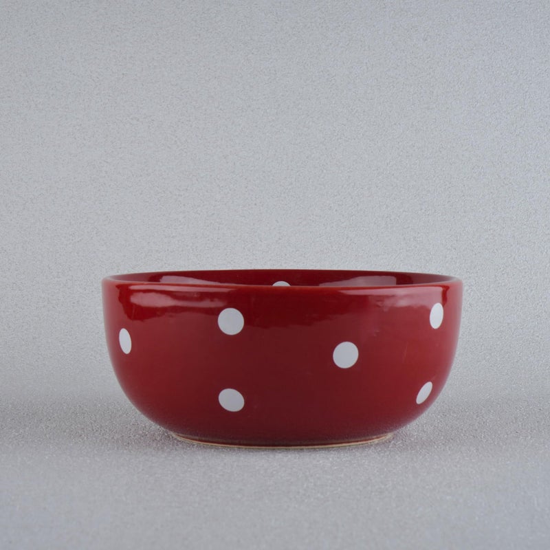 BLACKCARROT BLACKCARROT Ceramic Serving Bowl - 1500 ML | Versatile Ceramic Bowl for Snacks, Dal, and More | Perfect for Gift & Daily Use | 1 Year Warranty, Red Polka - Image 5