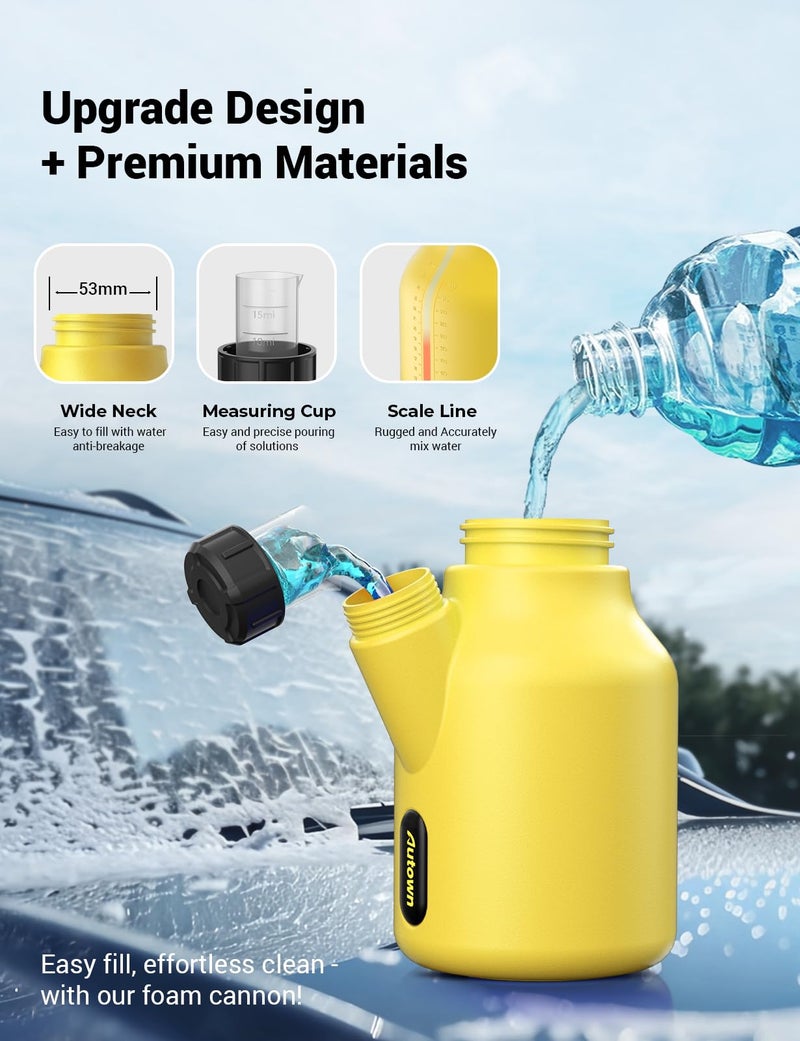 AUTOWN Foam Cannon for Pressure Washer, Car Wash Foam Sprayer with 1/4â€ Quick Connector, Heavy Duty Car Wash Foam Gun, Adjustable Nozzle, Wide Neck, 1 L Bottle - Image 3