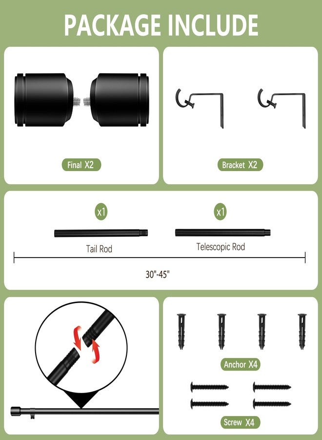 Edidonson Black Curtain Rods for Windows, 1 Pack 30-45 Inch Long Adjustable 5/8 Inch Spliceable Metal Curtain Rod, Fits Most Standard Windows, Suitable for Bedroom, Living Room, Farmhouse - Image 3