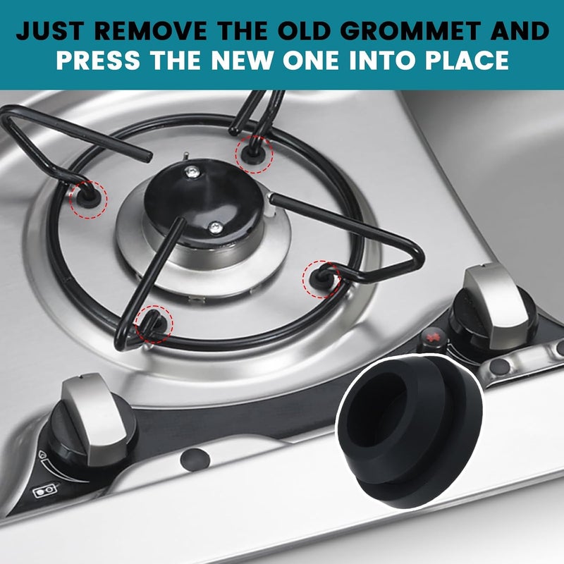 Aifeier ET مجموعة من 10 قطع من مشابك سطح موقد الريف (RV Stove Top Grommets) من ، مصنوعة من المطاط الأسود، مثالية لأغطية الغاز لمواقد MagicChef ومواقد الخشب، تساعد في تقليل الخدوش بشكل فعال. - Image 4