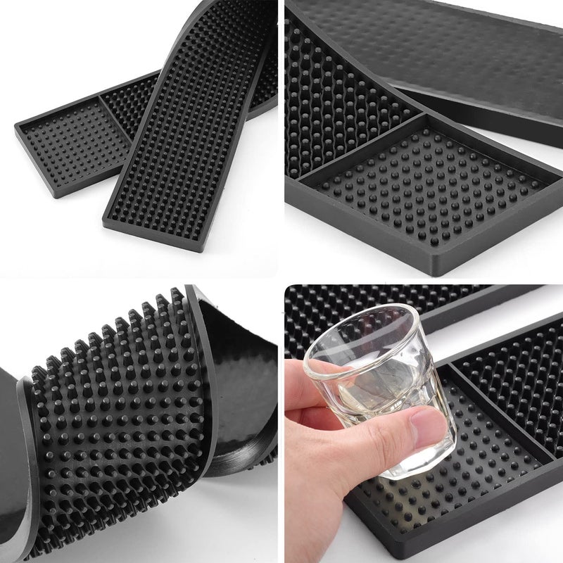 Noverlife 2PCS Rubber Bar Mats, Non-Slip Bar Service Spill Mat 24 x 3" Bar Table Mat Restaurant Kitchen Counter Bar Pad for Mixing Drinks, Anti-Skid Heat Resistant Barber Station Mat for Hair Salon - Image 2