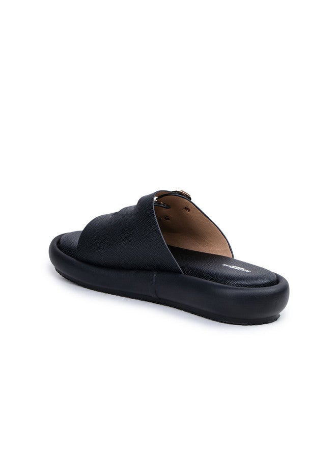 She Zone صنادل مفتوحة من الأمام باللون الأسود للنساء - Image 3