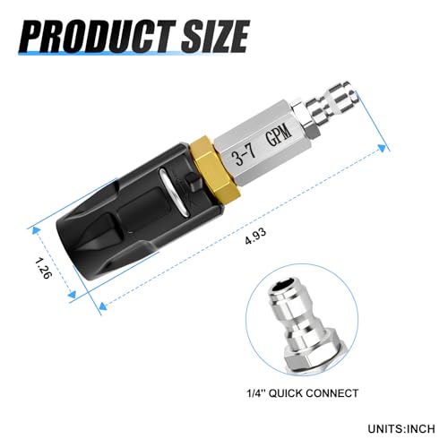 MEANLIN Stainless Steel Adjustable Downstream Soft Wash Nozzle with 14 Quick Connect 0 to 60 Spray Pattern for Use with Pressure Washer 37 GPM - Image 3