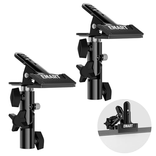 EMART Photography Reflector Holder, Photo Video Studio 5/8" Heavy Duty Metal Clamp Attachment, Light Stand Clip Mount with Umbrella Hole for Backdrop, Diffuser, Lighting -2 Pack - Image 1
