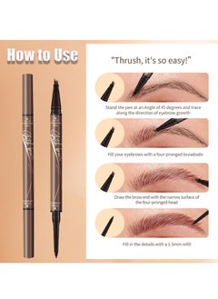 KASTWAVE Brow Pencil with Hair Like Strokes, 2-in-1 Dual-headed Eyebrow Pen with 4-Prong Micro-Fork-Tip Applicator and Precise Brush-Tip Create Natural-Looking Brows, Stay on All Day (Light Brown)  - Image 4