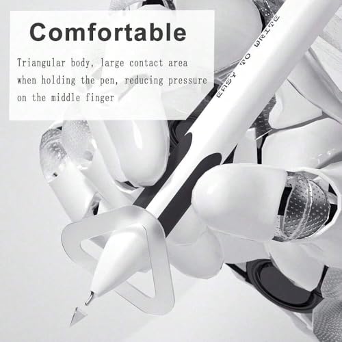 Gopendra Anti-Fall Pinch Gel Pen(INK COLOR-BLACK ONLY),0.5mm triangle posture grip pen, quick-drying neutral pen mecha style Automatic Retraction Pen, Retractable Gel Pen (White, 1) - Image 5