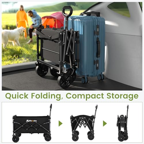 Blomoba 220LBS Foldable Wagon with All-Terrain Wheels, Portable Wagon Cart with Extended Tailgate, Adjustable Handle, Utility Cart for Camping, Shopping, Garden, Sports, Grocery, Black - Image 5