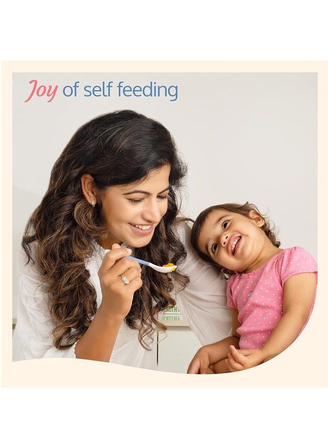 Luvlap Bendable Weaning Spoon & Fork Set with Rounded Tip,Baby Feeding Spoons, Baby Self Feeding, Baby Cutlery, Heat-Resistant Soft Silicone for Toddler, Bpa Free, Food-Grade Material (Blue), 14.5 CM - Image 2