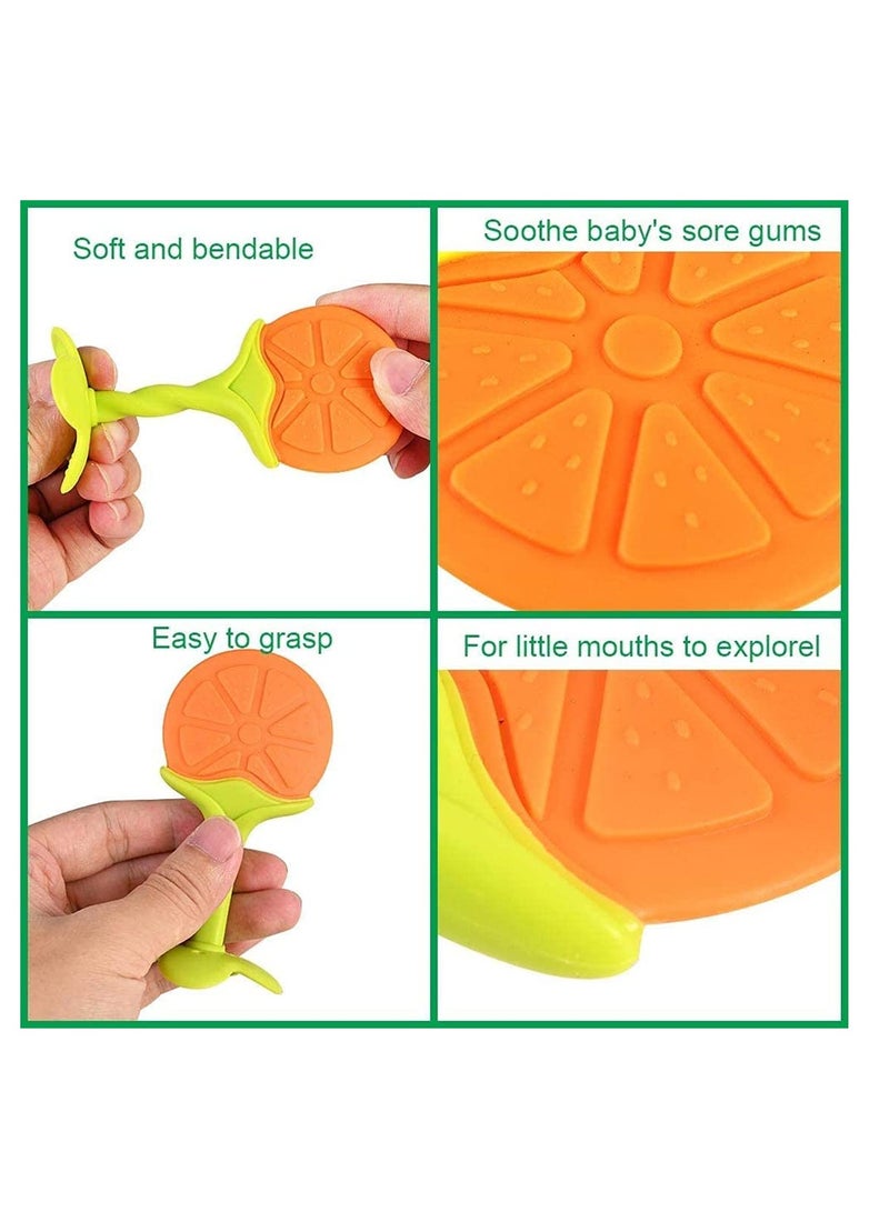 SYOSI Teething Toys for Baby Natural Silicone Teether Set Fruit Feeder Teethers for Babies Fruit Feeders for Newborn Free Natural Organic Freezer Safe for Infants and Toddlers Toy BPA-Free  - Image 3