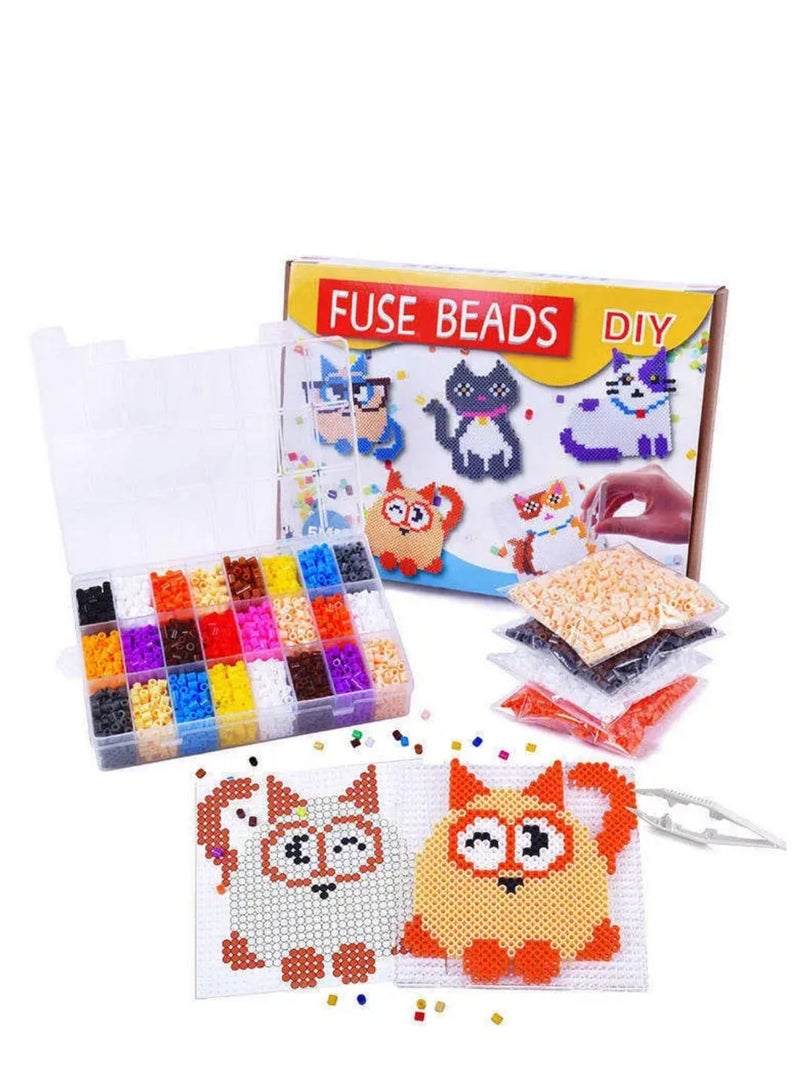 Thermal fusion bead set for kids - design cats and colorful shapes - Image 1