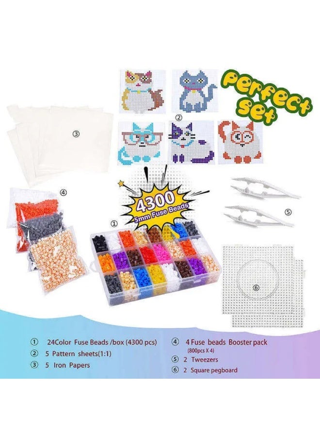 Thermal fusion bead set for kids - design cats and colorful shapes - Image 4