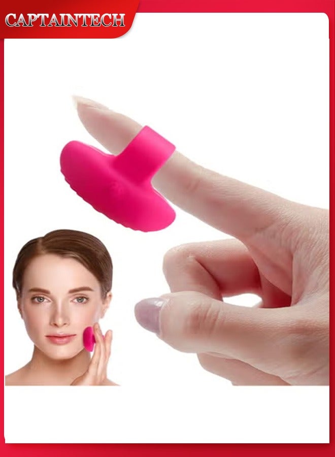 Captaintech Pocket Mini Ring Facial and Eye Massage Ball USB Rechargeable Fingertip Massager Rose Red Face Massager Facial Muscle Tightening Anti Aging Relief Eyes Dark Circles Eye Puffiness Fatigue - Image 1