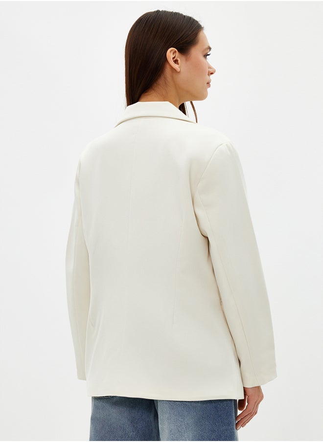 trendyol - White Oversize Lined Woven Blazer Jacket TWOSS22CE0077 - Image 1