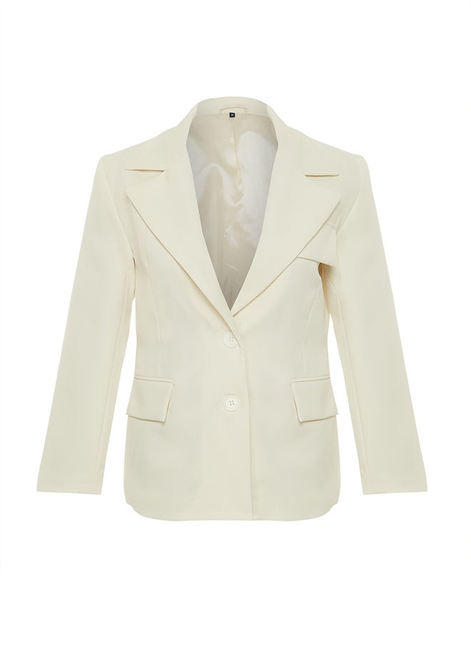 trendyol - White Oversize Lined Woven Blazer Jacket TWOSS22CE0077 - Image 1